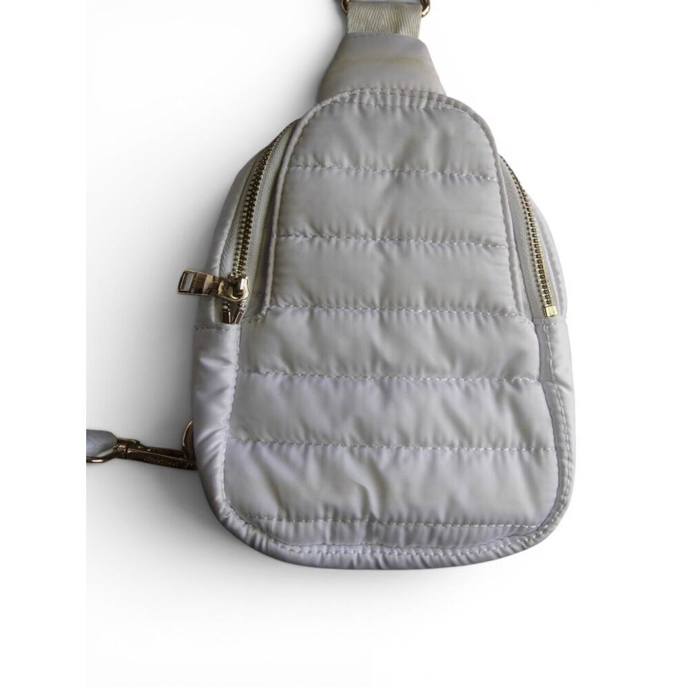 AHDORNED White Quilted Mini Sling Backpack Crossbody Gold HW - Picture 5 of 13